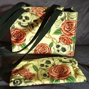 Skulls & Roses Purse with Matching Wallet